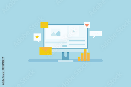 Website Analysis Report, Website marketing strategy, SEO, Social media, Email campaign, Brand website promotion, Website analytics. Vector illustration concept. photo