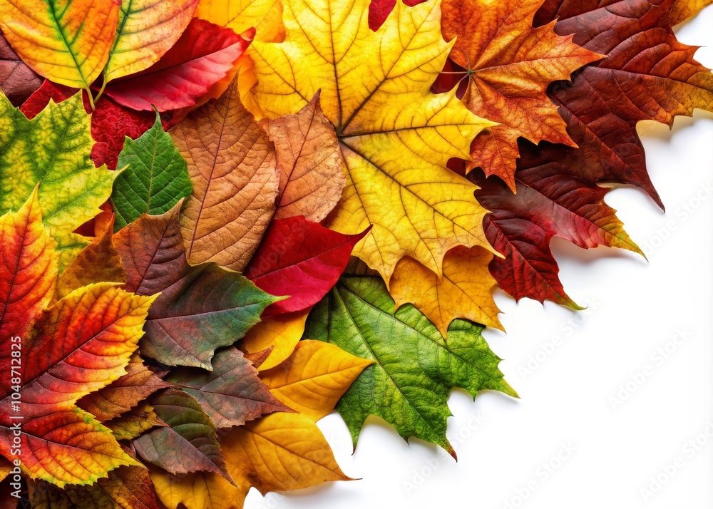Vibrant Autumn Leaves on White Background Vibrant Autumn Leaves on White Background