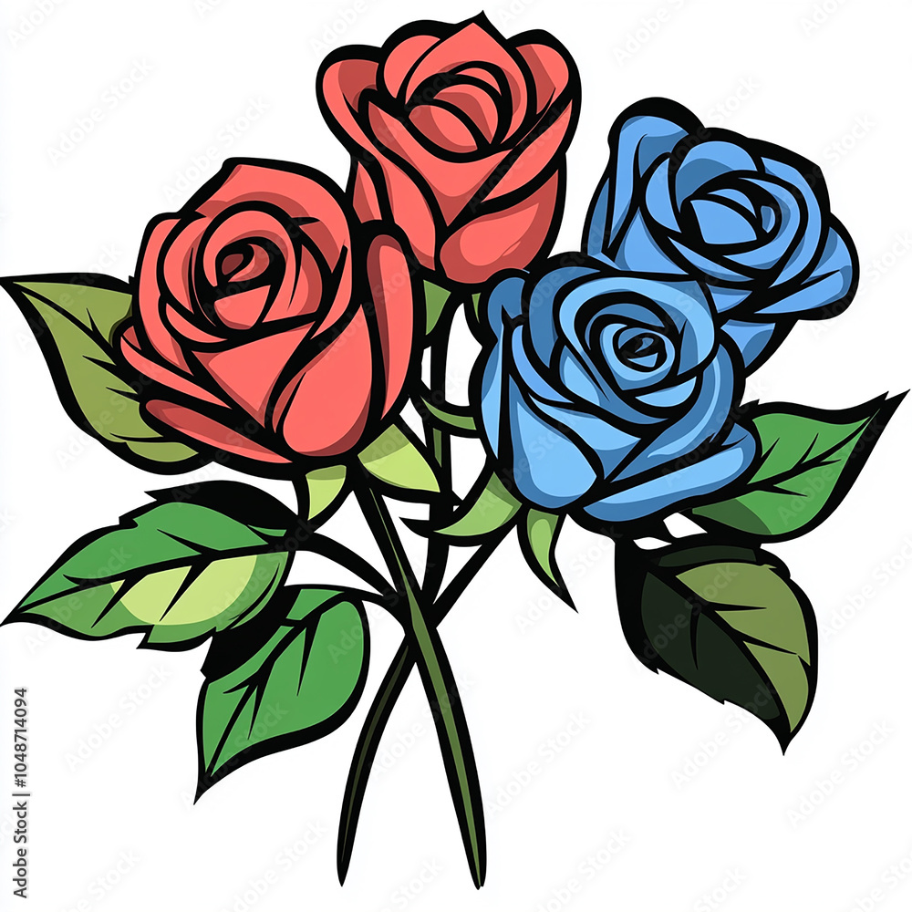 A bouquet of roses icon, a simple illustration style with a black outline and red inside the flowers. A bouquet of roses icon, a simple illustration style with a black outline and red inside the flowers.