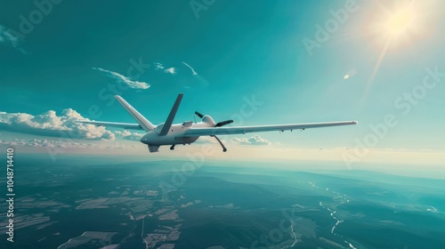 Unmanned Aerial Vehicle Flying Over Rural Landscape