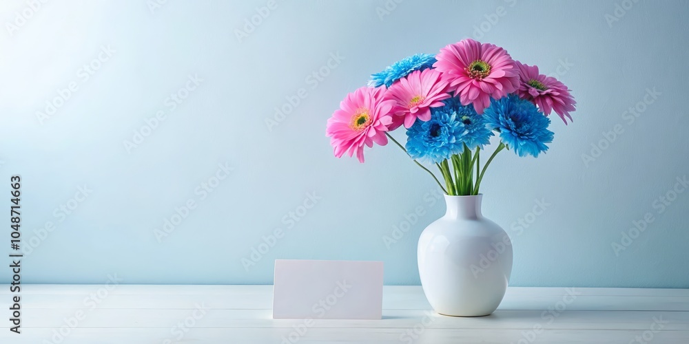 Elegant Floral Arrangement with Pink and Blue Blooms Elegant Floral Arrangement with Pink and Blue Blooms