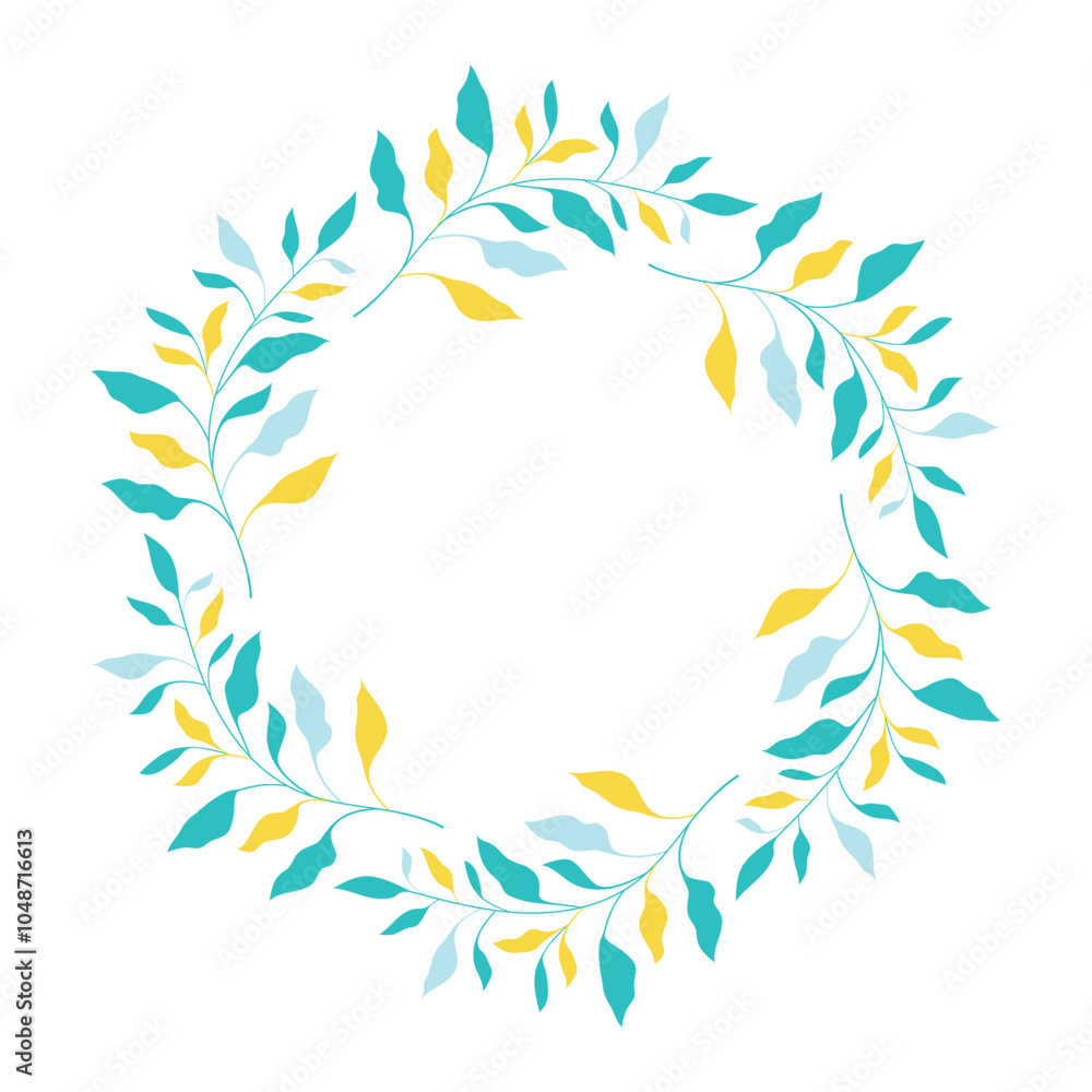 wreath of leaves vector illustration isolated on white background, round frame design element from plants, template for greeting cards,invitation,wallpaper,poster wreath of leaves vector illustration isolated on white background, round frame design element from plants, template for greeting cards,invitation,wallpaper,poster