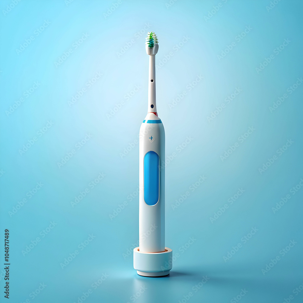 An electric toothbrush isolated on light blue background An electric toothbrush isolated on light blue background