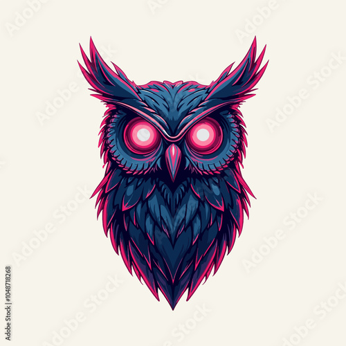 Tech Owl mascot logo. Abstract owl with technology and modern concept, white background photo