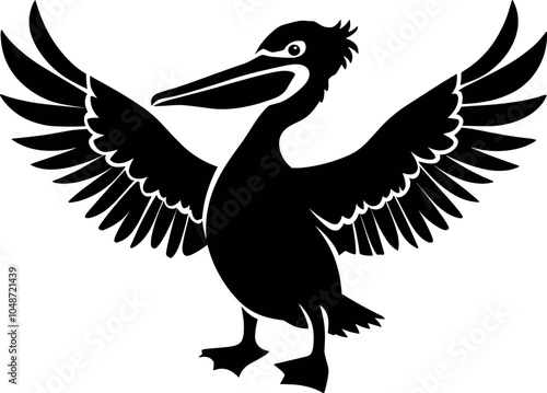 Pelican realistic vector black silhouette design for T-Shirt