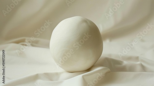 A Single White Egg Resting on a White Fabric