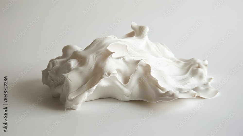 Abstract White Form with Swirling and Crinkled Texture Abstract White Form with Swirling and Crinkled Texture