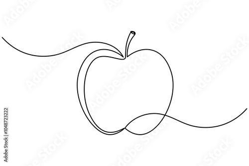 Apple continuous line drawing of isolate outline simple vector icon