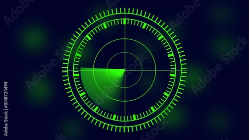 The radar icon typically features concentric circles emanating from a central point, resembling waves or signals. It often includes a triangular pointer, indicating direction or detection of objects. photo