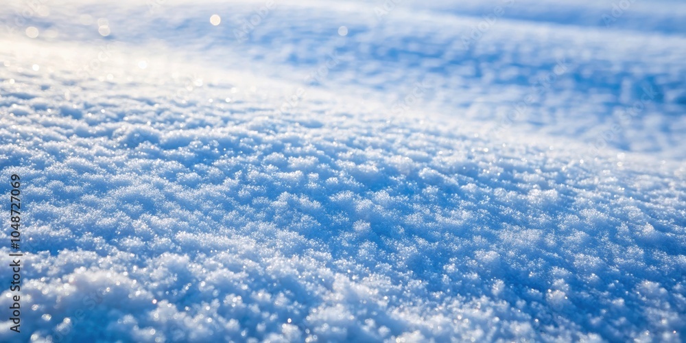Obraz premium Close-up view of freshly fallen snow, glistening with light and showcasing the intricate beauty of individual snowflakes, creating a soft and delicate surface.