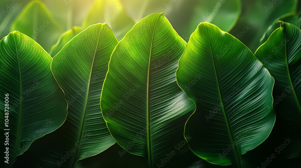 Obraz premium background with green banana leaf texture