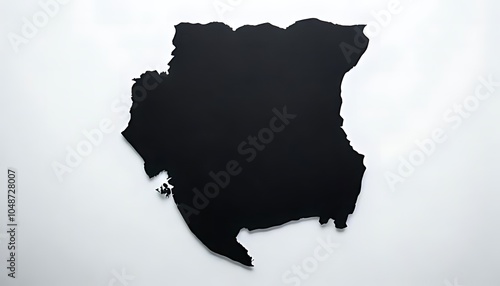 silhouette of a map of the country of suriname on a plain white background photo