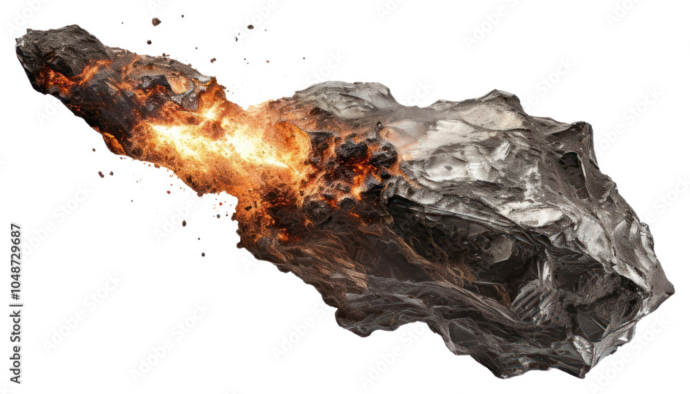 Fototapeta premium PNG Meteor fire white background exploding.