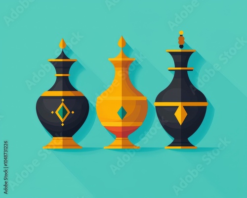 Gold, frankincense, and myrrh in ornate containers, symbolizing the sacred gifts photo