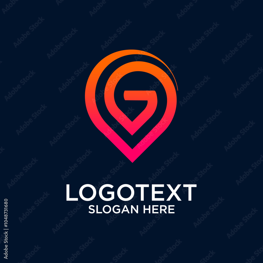Gradient Geo Pin Logo with Letter G Gradient Geo Pin Logo with Letter G