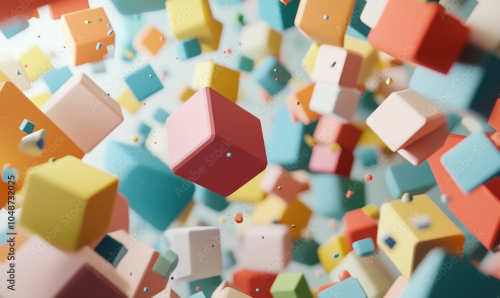 Colorful cubes and spheres floating in space. Colorful cubes and spheres floating in space.