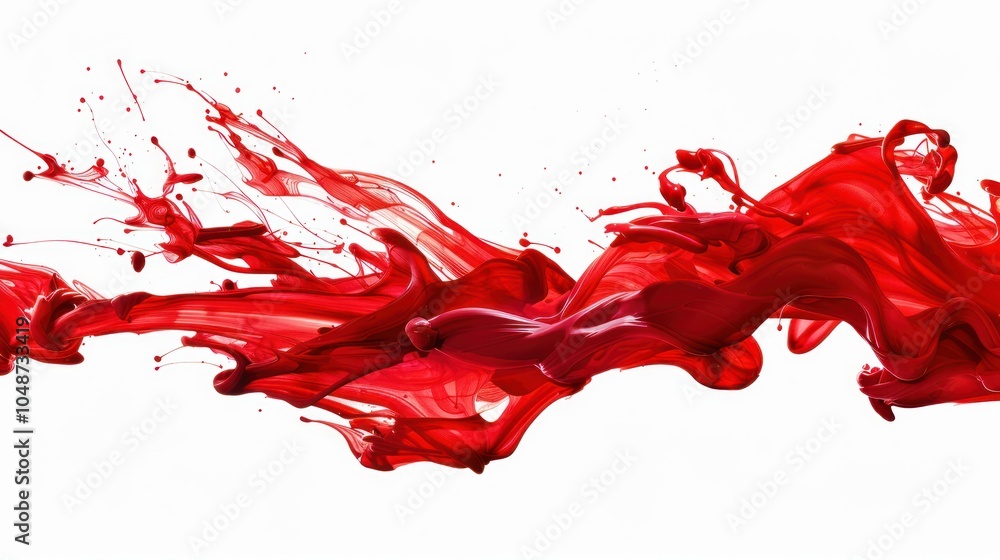Abstract Red Liquid Splashing and Dripping on White Background Abstract Red Liquid Splashing and Dripping on White Background