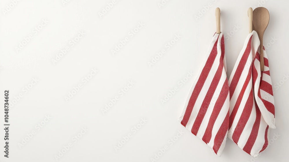 Obraz premium Holiday Themed Dish Towels Hanging on Hooks