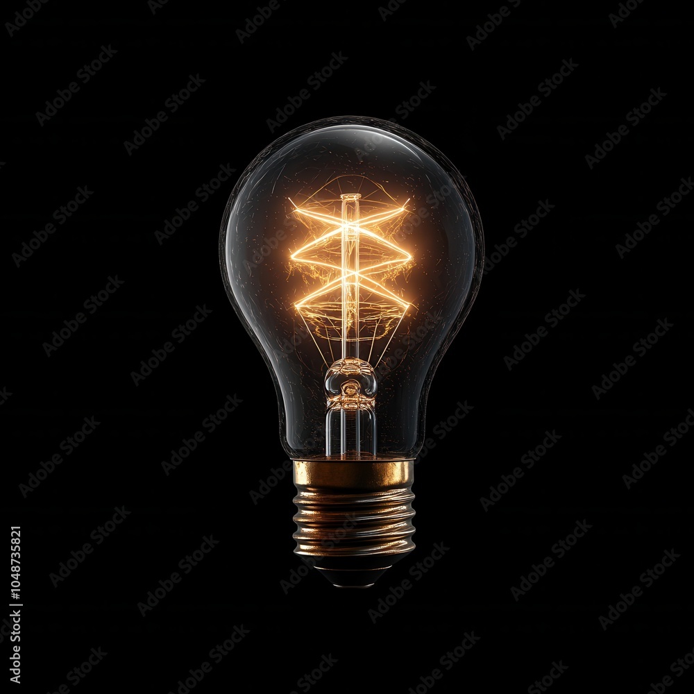 Classic Incandescent Light Bulb with Detailed Filament Classic Incandescent Light Bulb with Detailed Filament