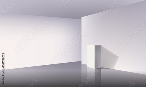 Wallpaper Mural Empty space room corner with sunlight vector realistic illustration of house interior perspective. White and grey walls and floor background design. Torontodigital.ca