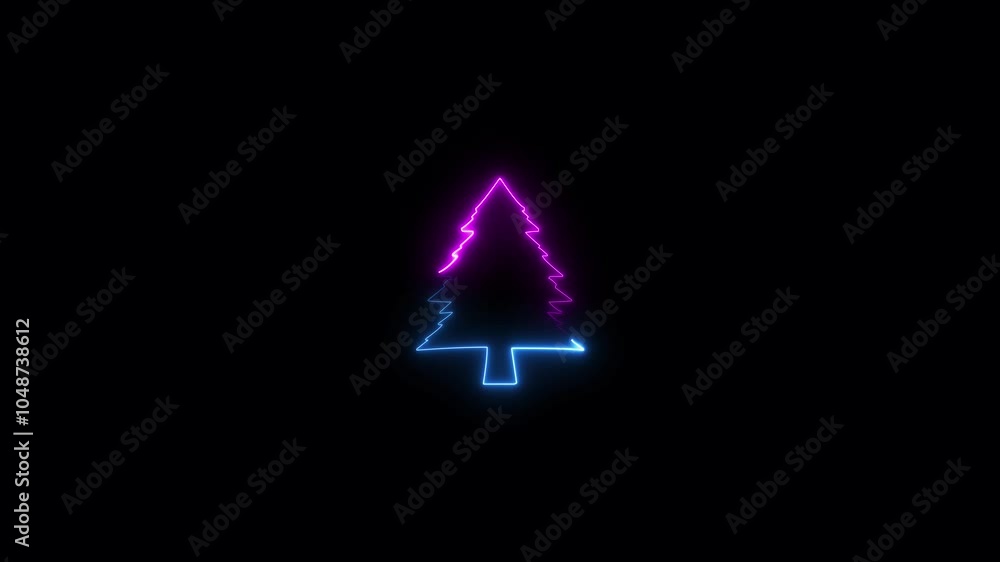 Bright neon tree icon animation. Neon light big tree icon animated background. Bright neon tree icon animation. Neon light big tree icon animated background.
