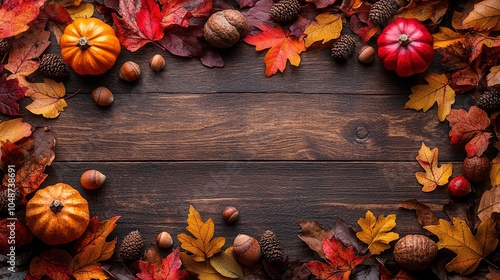 Thanksgiving Harvest Display with Pumpkins, Gourds, and Autumn Leaves