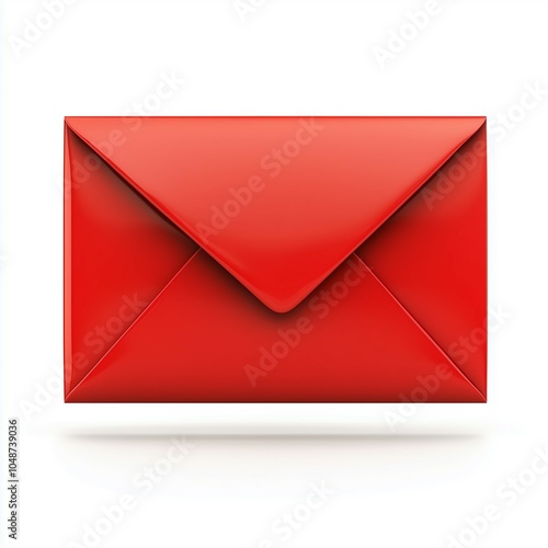 Glossy red envelope isolated on white background symbolizing passion and communication in minimalistic style photo