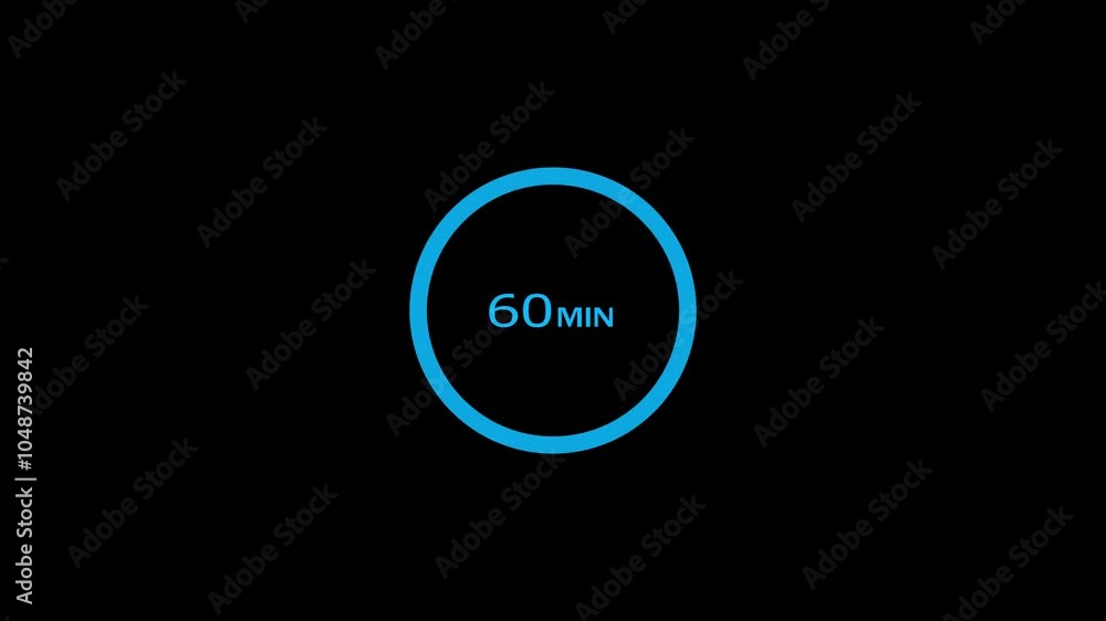 60-minute timer clock icon animation background. 60-minute timer clock icon animation background.
