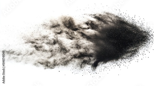 Drawing with powder, with fine grains scattered artistically to form dynamic shapes and gradients on a clean background.