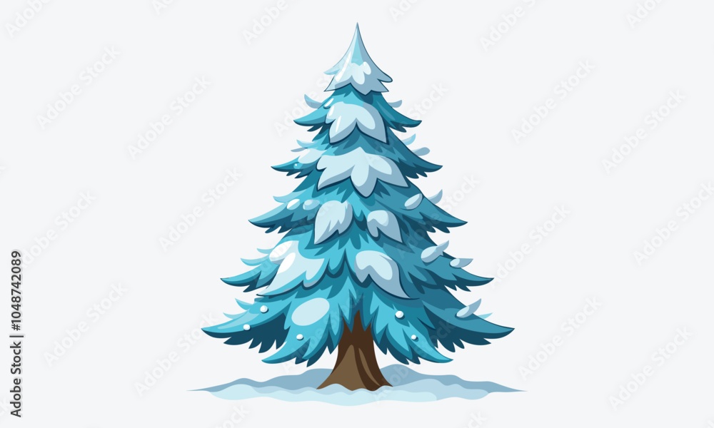 Obraz premium Christmas Day, Frosted Fir Ointment vector white background illustration Generative Ai