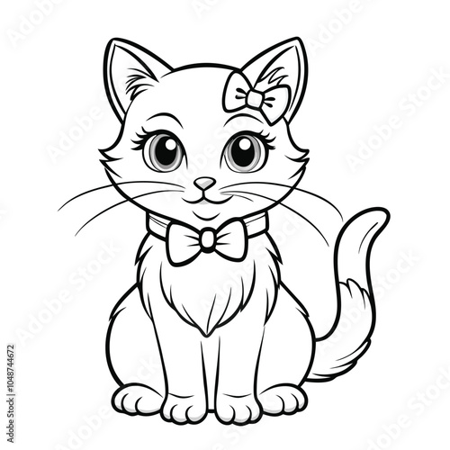 Bella cat hand-drawn vector illustration Isolated white background.