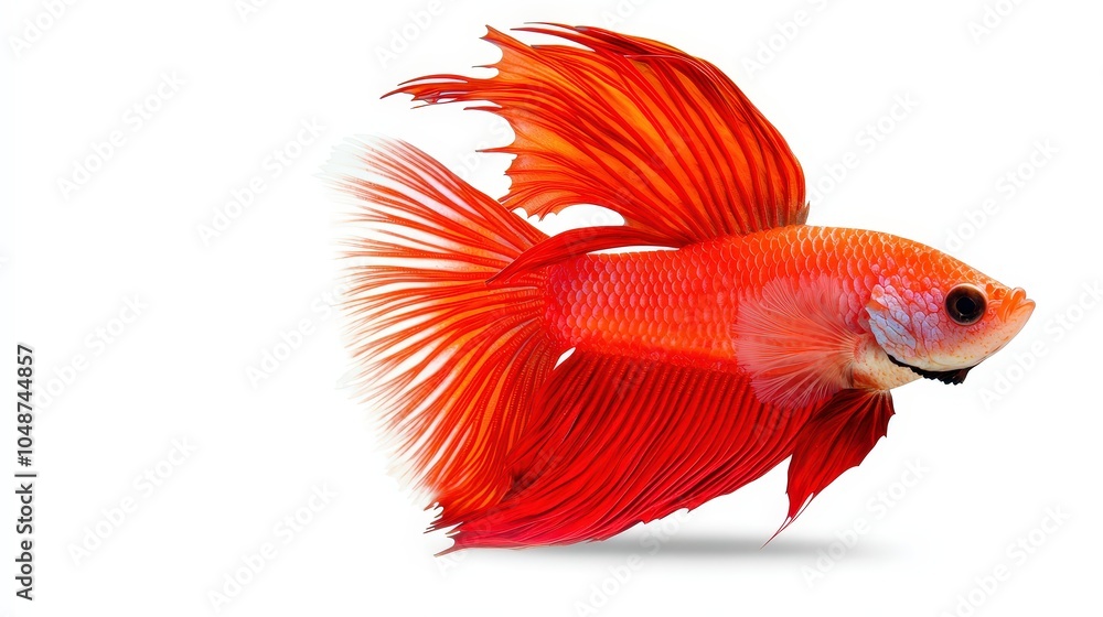 Fototapeta premium Vibrant Thai betta fish with flowing fins on a white background