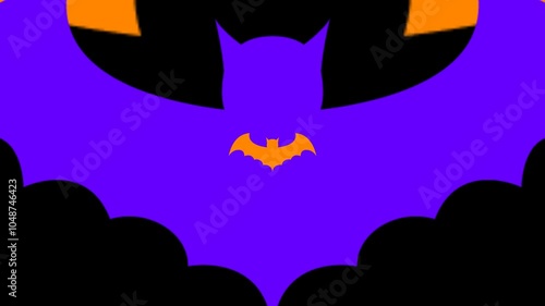 Loop seamless of halloween bat in orange  purple and black 4K