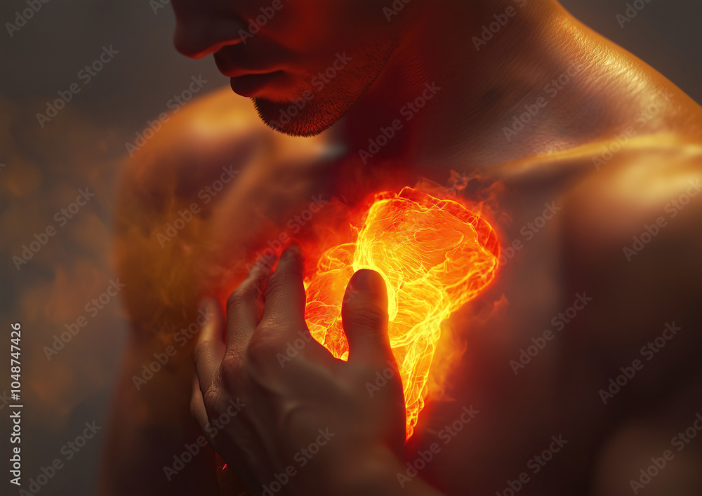 Fototapeta premium Illustration Depicting a Heart Attack with Highlighted Heart