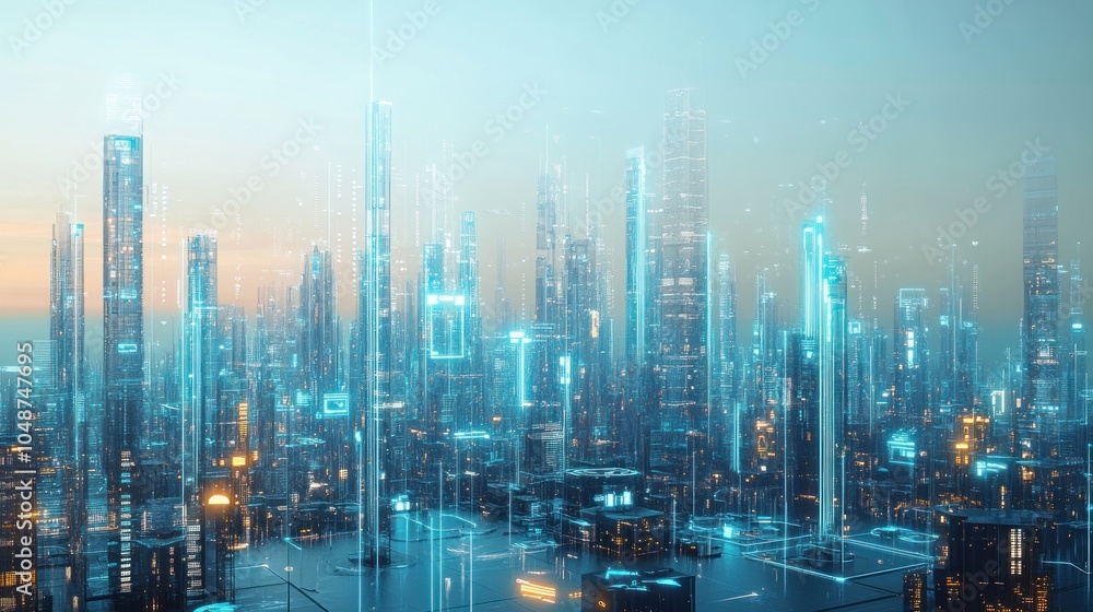 Fototapeta premium Futuristic Cityscape: A Vision of Technology and Progress