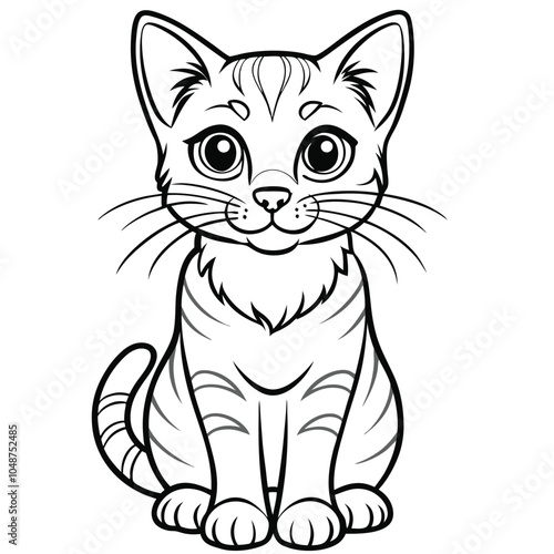 Bella cat hand-drawn vector illustration Isolated white background.