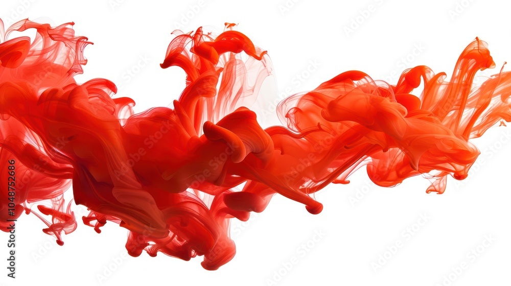 Abstract Red Swirls of Liquid Dye
