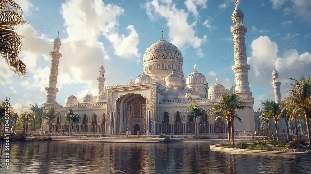 Naklejka premium Majestic Islamic Mosque at Sunrise