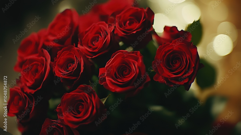 Vibrant red roses in a bouquet with soft focus background Vibrant red roses in a bouquet with soft focus background