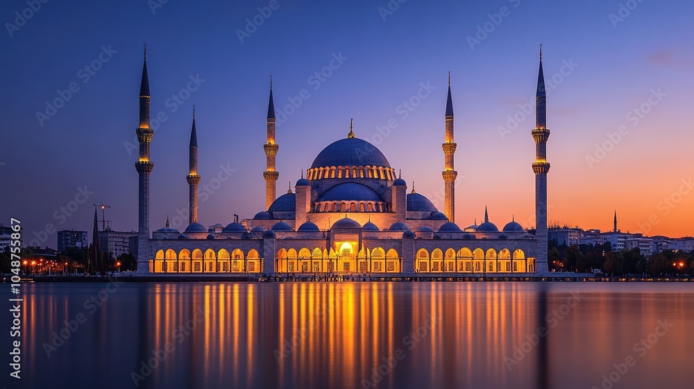 Fototapeta premium Majestic Islamic Mosque at Sunrise