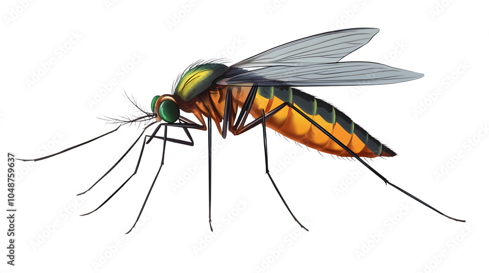Dangerous colorful giant mosquito on transparent background PNG, isolated on white background Dangerous colorful giant mosquito on transparent background PNG, isolated on white background