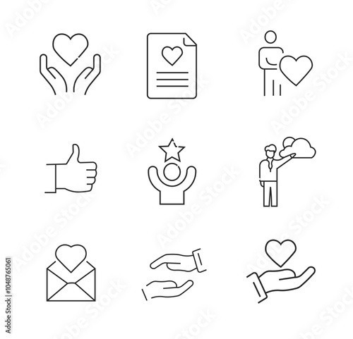 Charity Donate web icons in line style. Testimonial, support, communication, charity, donation, icon. Vector illustration. vector