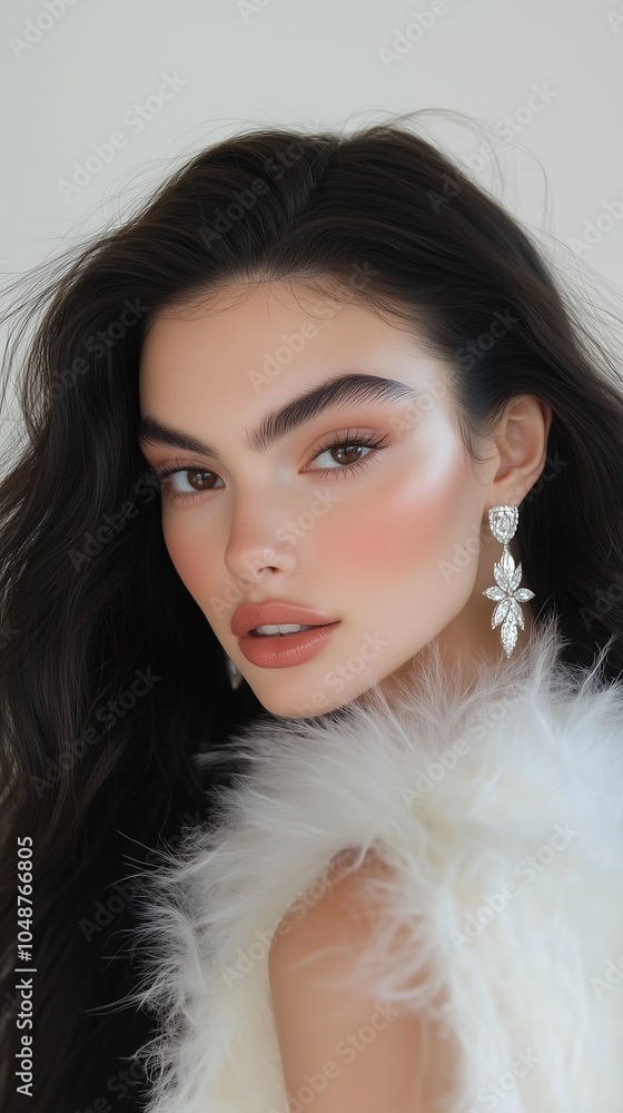 portrait of a woman with diamond earrings portrait of a woman with diamond earrings
