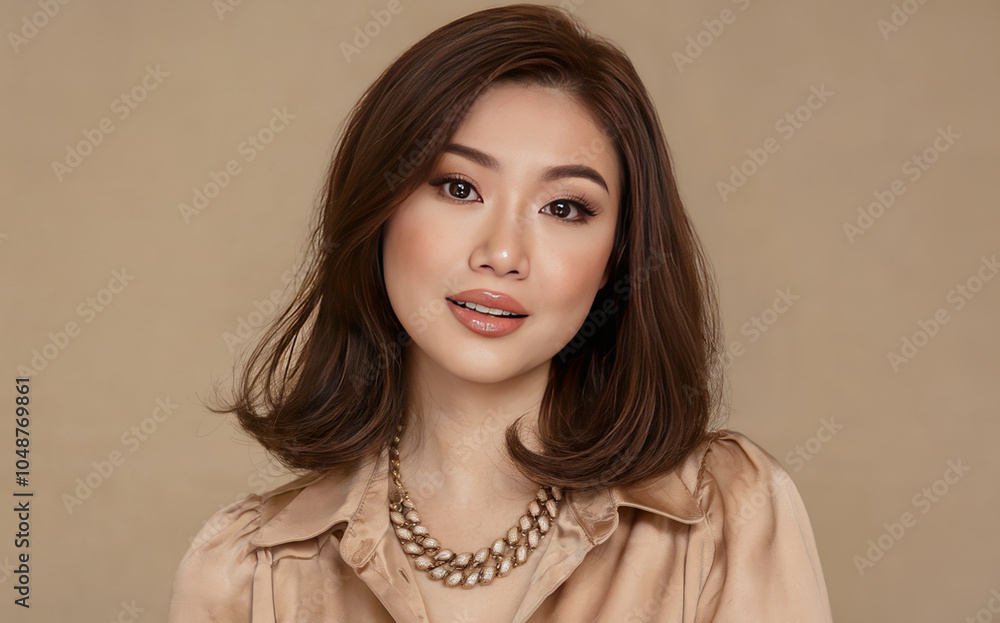 pretty Asian woman with makeup and luxury charm pretty Asian woman with makeup and luxury charm