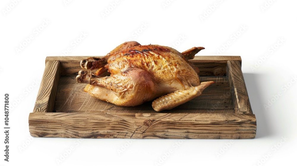 Roasted Chicken in a Wooden Tray Roasted Chicken in a Wooden Tray