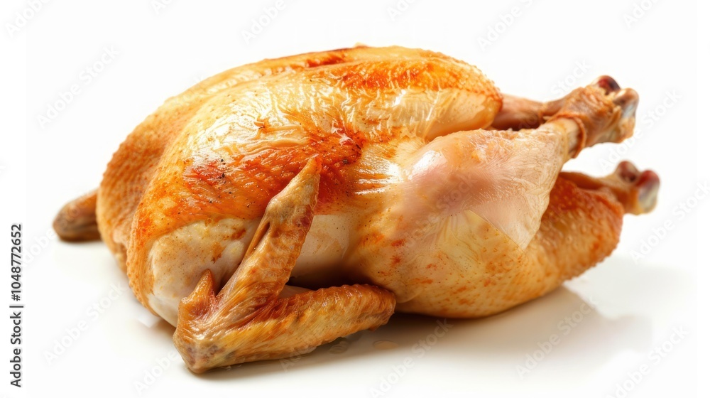 Roasted Whole Chicken on White Background Roasted Whole Chicken on White Background