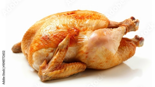 Roasted Whole Chicken on White Background