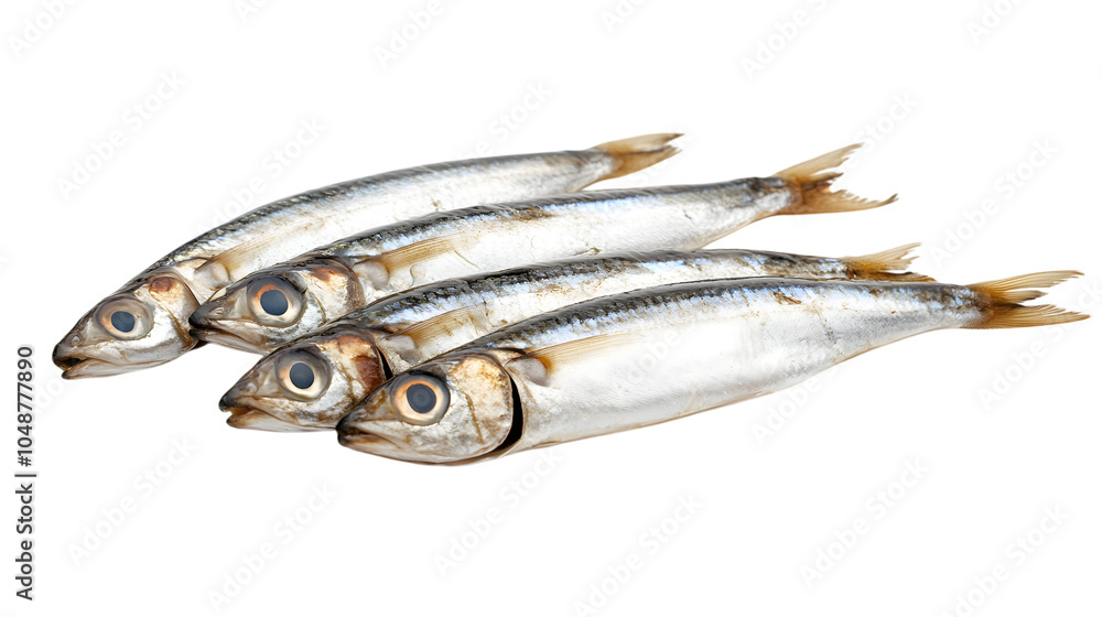 Anchovy on transparent background, isolated on white background Anchovy on transparent background, isolated on white background
