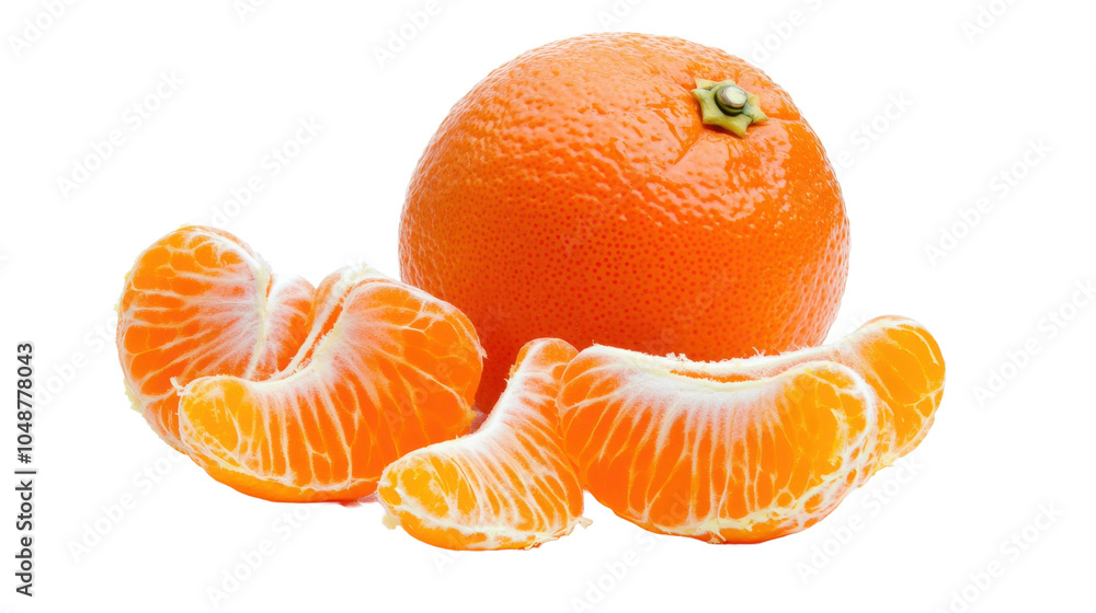 A peeled orange with a few pieces of it on the table. transparent background png A peeled orange with a few pieces of it on the table. transparent background png
