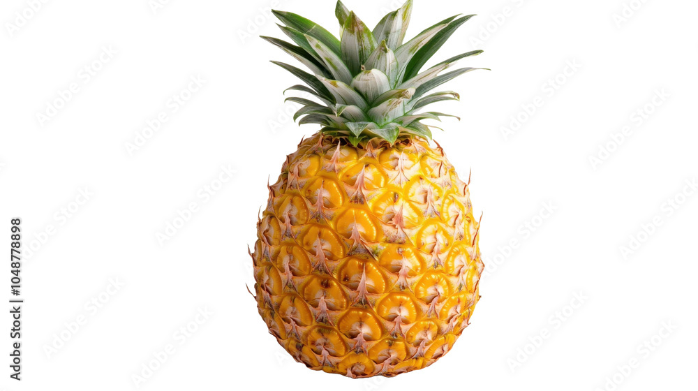 A large, ripe pineapple sits on a white background. transparent background png A large, ripe pineapple sits on a white background. transparent background png